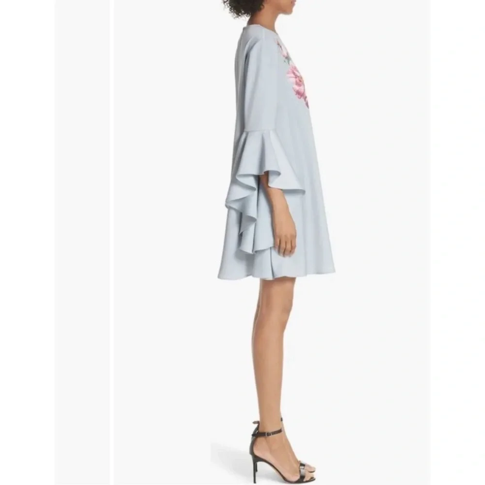 ✅ Ted Baker Dress Sayda Cascading Sleeve Shift Mini in Iguazu Silver